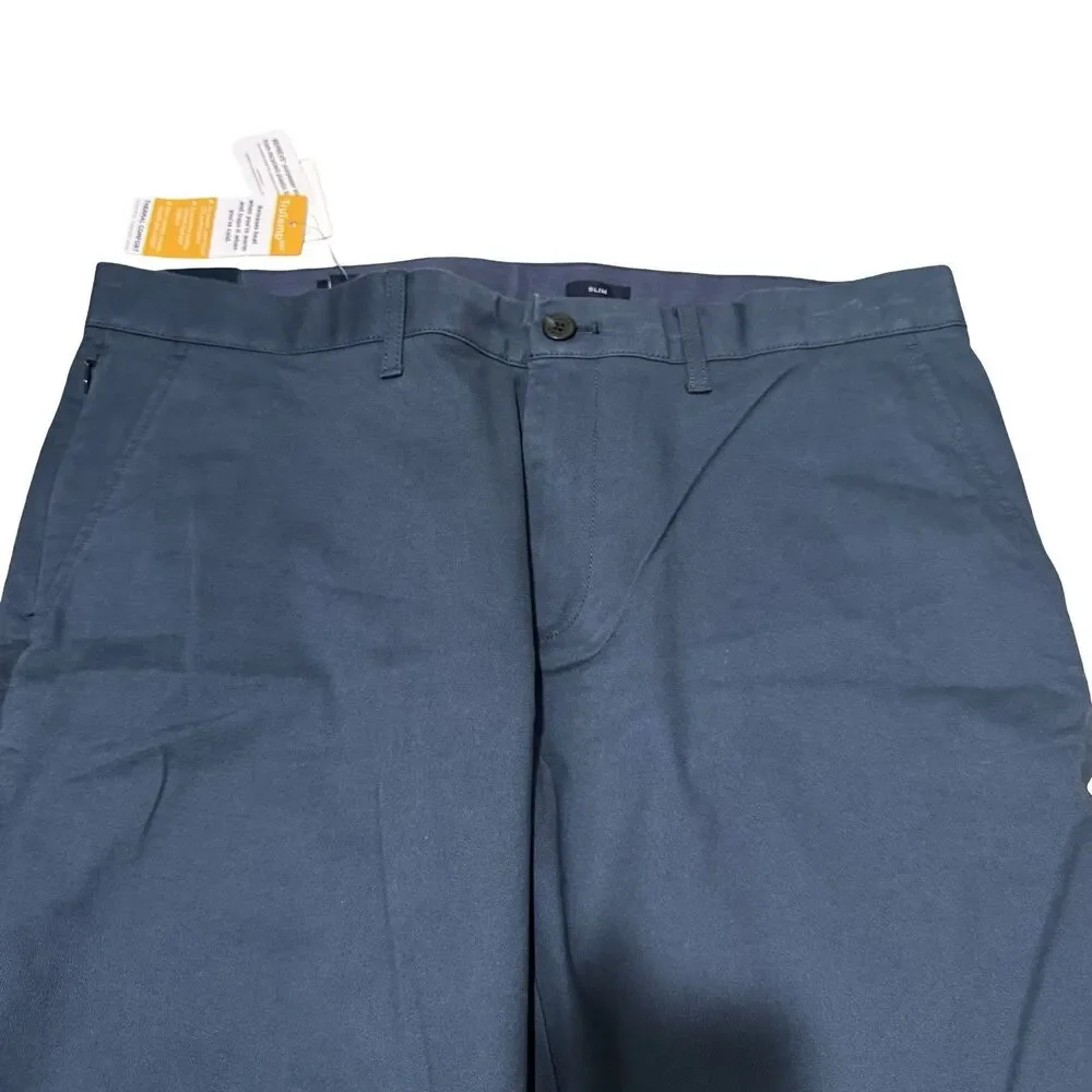 NWT J.CREW Flex TruTemp 365 Men's 35x32 Slim Fit Chino Pants Blue Casual Golf